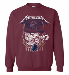 Metallica Skull New York Yankees Logo Crewneck Sweatshirt - zezetee Metallica Skull New York Yankees Logo Crewneck Sweatshirt - zezetee
