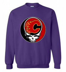 NHL TEAM CALGARY FLAMES X GRATEFUL DEAD LOGO BAND Crewneck Sweatshirt - zezetee NHL TEAM CALGARY FLAMES X GRATEFUL DEAD LOGO BAND Crewneck Sweatshirt - zezetee