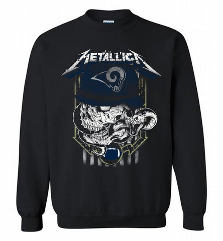 Metallica Skull Snake Los Angeles Rams Crewneck Sweatshirt - zezetee Metallica Skull Snake Los Angeles Rams Crewneck Sweatshirt - zezetee