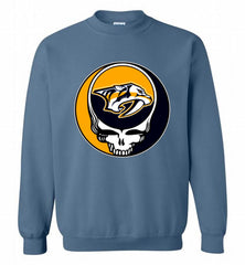 NHL TEAM NASHVILLE PREDATORS X GRATEFUL DEAD LOGO BAND Crewneck Sweatshirt - zezetee NHL TEAM NASHVILLE PREDATORS X GRATEFUL DEAD LOGO BAND Crewneck Sweatshirt - zezetee
