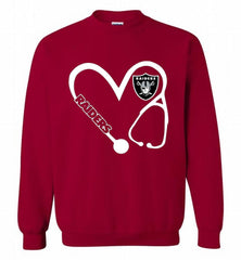 HEART 3-4 NURSE OAKLAND RAIDERS= Crewneck Sweatshirt - zezetee HEART 3-4 NURSE OAKLAND RAIDERS= Crewneck Sweatshirt - zezetee