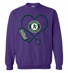Nurse Heartbeat Oakland Athletics Crewneck Sweatshirt - zezetee Nurse Heartbeat Oakland Athletics Crewneck Sweatshirt - zezetee