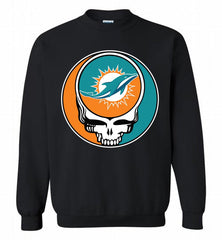 Miami Dolphins Grateful Dead Logo Band Crewneck Sweatshirt - zezetee Miami Dolphins Grateful Dead Logo Band Crewneck Sweatshirt - zezetee