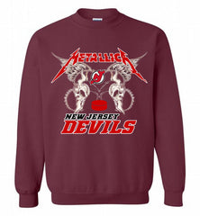 Metallica New Jersey Devils Logo Crewneck Sweatshirt - zezetee Metallica New Jersey Devils Logo Crewneck Sweatshirt - zezetee