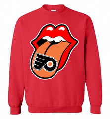 Philadelphia Flyers  x The Rolling Stones Logo Crewneck Sweatshirt - zezetee Philadelphia Flyers  x The Rolling Stones Logo Crewneck Sweatshirt - zezetee