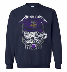 Metallica Skull Snake Minnesota Vikings Crewneck Sweatshirt - zezetee Metallica Skull Snake Minnesota Vikings Crewneck Sweatshirt - zezetee
