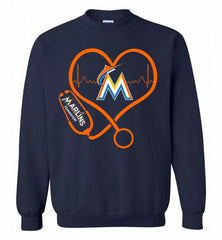 Nurse Heartbeat Miami Marlins Crewneck Sweatshirt - zezetee Nurse Heartbeat Miami Marlins Crewneck Sweatshirt - zezetee