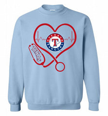 Nurse Heartbeat Texas Rangers Crewneck Sweatshirt - zezetee Nurse Heartbeat Texas Rangers Crewneck Sweatshirt - zezetee