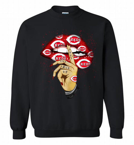 MLB Cincinnati Reds Lip Shut The Fuck Up Crewneck Sweatshirt - zezetee MLB Cincinnati Reds Lip Shut The Fuck Up Crewneck Sweatshirt - zezetee