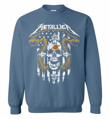 Metallica Snake Skull Phoenix Sun Logo Crewneck Sweatshirt - zezetee Metallica Snake Skull Phoenix Sun Logo Crewneck Sweatshirt - zezetee