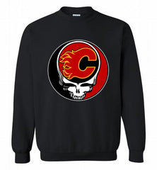 NHL TEAM CALGARY FLAMES X GRATEFUL DEAD LOGO BAND Crewneck Sweatshirt - zezetee NHL TEAM CALGARY FLAMES X GRATEFUL DEAD LOGO BAND Crewneck Sweatshirt - zezetee