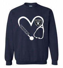 HEART 3-4 NURSE OAKLAND RAIDERS= Crewneck Sweatshirt - zezetee HEART 3-4 NURSE OAKLAND RAIDERS= Crewneck Sweatshirt - zezetee