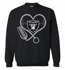 Nurse Heartbeat Oakland Raiders Crewneck Sweatshirt - zezetee Nurse Heartbeat Oakland Raiders Crewneck Sweatshirt - zezetee
