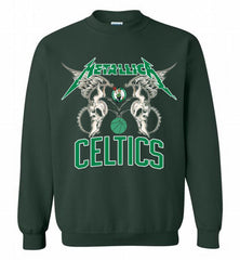 Metallica Boston Celtics Logo Crewneck Sweatshirt - zezetee Metallica Boston Celtics Logo Crewneck Sweatshirt - zezetee