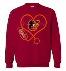 Nurse Heartbeat Baltimore Orioles Crewneck Sweatshirt - zezetee Nurse Heartbeat Baltimore Orioles Crewneck Sweatshirt - zezetee