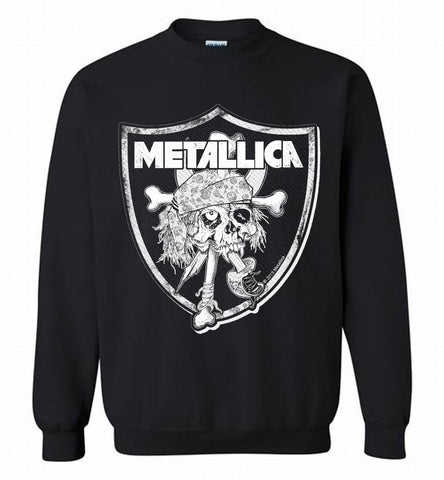 Oakland Raiders Metallica Mashup Crewneck Sweatshirt - zezetee Oakland Raiders Metallica Mashup Crewneck Sweatshirt - zezetee