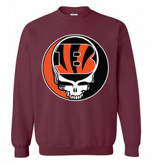 Cincinnati Bengals Grateful Dead Logo Band Crewneck Sweatshirt - zezetee Cincinnati Bengals Grateful Dead Logo Band Crewneck Sweatshirt - zezetee