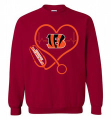 Nurse Heartbeat Cincinnati Bengals Crewneck Sweatshirt - zezetee Nurse Heartbeat Cincinnati Bengals Crewneck Sweatshirt - zezetee