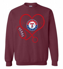 Nurse Heartbeat Texas Rangers Crewneck Sweatshirt - zezetee Nurse Heartbeat Texas Rangers Crewneck Sweatshirt - zezetee
