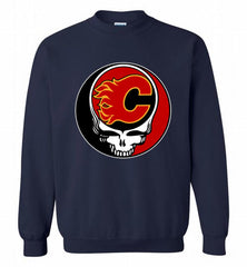 NHL TEAM CALGARY FLAMES X GRATEFUL DEAD LOGO BAND Crewneck Sweatshirt - zezetee NHL TEAM CALGARY FLAMES X GRATEFUL DEAD LOGO BAND Crewneck Sweatshirt - zezetee