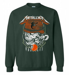 Metallica Skull Baltimore Orioles Logo Crewneck Sweatshirt - zezetee Metallica Skull Baltimore Orioles Logo Crewneck Sweatshirt - zezetee