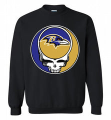 Baltimore Ravens Grateful Dead Logo Band Crewneck Sweatshirt - zezetee Baltimore Ravens Grateful Dead Logo Band Crewneck Sweatshirt - zezetee