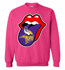 Minnesota Vikings  x The Rolling Stones Logo Crewneck Sweatshirt - zezetee Minnesota Vikings  x The Rolling Stones Logo Crewneck Sweatshirt - zezetee