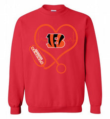 Nurse Heartbeat Cincinnati Bengals Crewneck Sweatshirt - zezetee Nurse Heartbeat Cincinnati Bengals Crewneck Sweatshirt - zezetee