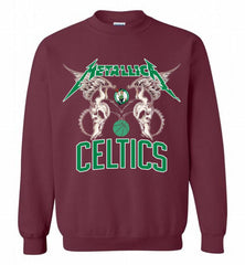 Metallica Boston Celtics Logo Crewneck Sweatshirt - zezetee Metallica Boston Celtics Logo Crewneck Sweatshirt - zezetee
