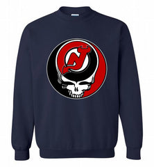 NHL TEAM NEW JERSEY DEVILS X GRATEFUL DEAD LOGO BAND Crewneck Sweatshirt - zezetee NHL TEAM NEW JERSEY DEVILS X GRATEFUL DEAD LOGO BAND Crewneck Sweatshirt - zezetee