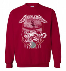 Metallica Skull Chicago White Sox Logo Crewneck Sweatshirt - zezetee Metallica Skull Chicago White Sox Logo Crewneck Sweatshirt - zezetee