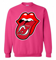 New Jersey Devils  x The Rolling Stones Logo Crewneck Sweatshirt - zezetee New Jersey Devils  x The Rolling Stones Logo Crewneck Sweatshirt - zezetee