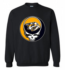 NHL TEAM NASHVILLE PREDATORS X GRATEFUL DEAD LOGO BAND Crewneck Sweatshirt - zezetee NHL TEAM NASHVILLE PREDATORS X GRATEFUL DEAD LOGO BAND Crewneck Sweatshirt - zezetee