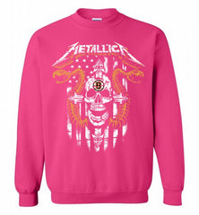 Metallica Snake Skull Boston Bruins Logo Crewneck Sweatshirt - zezetee Metallica Snake Skull Boston Bruins Logo Crewneck Sweatshirt - zezetee