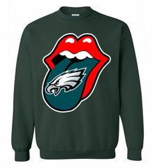Philadelphia Eagles  x The Rolling Stones Logo Crewneck Sweatshirt - zezetee Philadelphia Eagles  x The Rolling Stones Logo Crewneck Sweatshirt - zezetee
