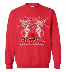 Metallica New Jersey Devils Logo Crewneck Sweatshirt - zezetee Metallica New Jersey Devils Logo Crewneck Sweatshirt - zezetee