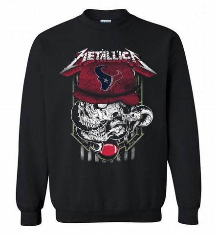 Metallica Skull Snake Houston Texans Crewneck Sweatshirt - zezetee Metallica Skull Snake Houston Texans Crewneck Sweatshirt - zezetee