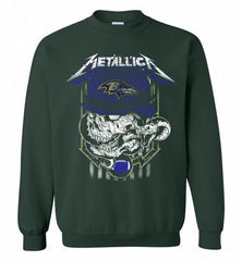 Metallica Skull Snake Baltimore Ravens Crewneck Sweatshirt - zezetee Metallica Skull Snake Baltimore Ravens Crewneck Sweatshirt - zezetee