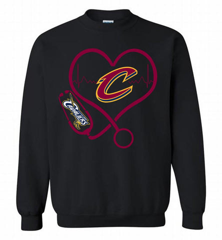 Nurse Heartbeat Love Cleveland Cavaliers Crewneck Sweatshirt - zezetee Nurse Heartbeat Love Cleveland Cavaliers Crewneck Sweatshirt - zezetee