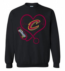 Nurse Heartbeat Love Cleveland Cavaliers Crewneck Sweatshirt - zezetee Nurse Heartbeat Love Cleveland Cavaliers Crewneck Sweatshirt - zezetee