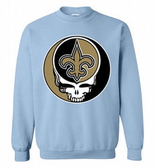 New Orleans Saints Grateful Dead Logo Band Crewneck Sweatshirt - zezetee New Orleans Saints Grateful Dead Logo Band Crewneck Sweatshirt - zezetee