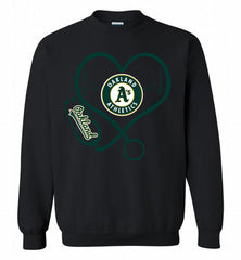 Nurse Heartbeat Oakland Athletics Crewneck Sweatshirt - zezetee Nurse Heartbeat Oakland Athletics Crewneck Sweatshirt - zezetee