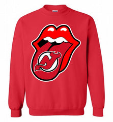 New Jersey Devils  x The Rolling Stones Logo Crewneck Sweatshirt - zezetee New Jersey Devils  x The Rolling Stones Logo Crewneck Sweatshirt - zezetee