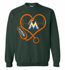 Nurse Heartbeat Miami Marlins Crewneck Sweatshirt - zezetee Nurse Heartbeat Miami Marlins Crewneck Sweatshirt - zezetee