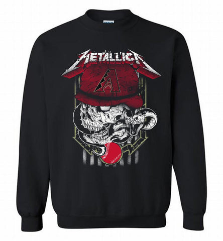 Metallica Skull Arizona Diamondbacks Logo Crewneck Sweatshirt - zezetee Metallica Skull Arizona Diamondbacks Logo Crewneck Sweatshirt - zezetee