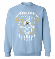 Metallica Snake Skull Boston Bruins Logo Crewneck Sweatshirt - zezetee Metallica Snake Skull Boston Bruins Logo Crewneck Sweatshirt - zezetee