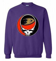 NHL TEAM ANAHEIM DUCKS X GRATEFUL DEAD LOGO BAND Crewneck Sweatshirt - zezetee NHL TEAM ANAHEIM DUCKS X GRATEFUL DEAD LOGO BAND Crewneck Sweatshirt - zezetee