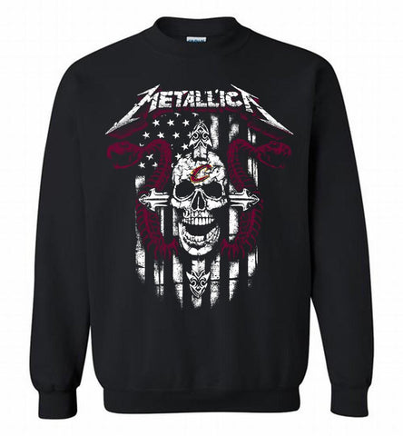 Metallica Snake Skull Cleveland Cavaliers Logo Crewneck Sweatshirt - zezetee Metallica Snake Skull Cleveland Cavaliers Logo Crewneck Sweatshirt - zezetee