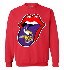 Minnesota Vikings  x The Rolling Stones Logo Crewneck Sweatshirt - zezetee Minnesota Vikings  x The Rolling Stones Logo Crewneck Sweatshirt - zezetee