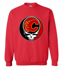 NHL TEAM CALGARY FLAMES X GRATEFUL DEAD LOGO BAND Crewneck Sweatshirt - zezetee NHL TEAM CALGARY FLAMES X GRATEFUL DEAD LOGO BAND Crewneck Sweatshirt - zezetee